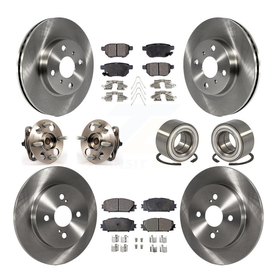 Front Rear Wheel Hub Bearings Assembly Disc Brake Rotors And Ceramic Pads Kit (10Pc) For Toyota Yaris Japan Production Identified By 1st Digit Of VIN J KBB-107098