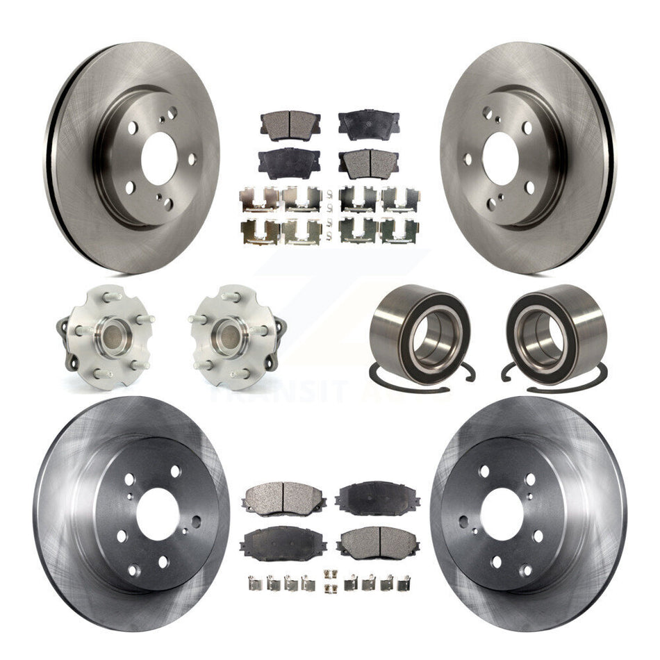 Front Rear Wheel Hub Bearings Assembly Disc Brake Rotors And Ceramic Pads Kit (10Pc) For 2010 Lexus HS250h KBB-107100