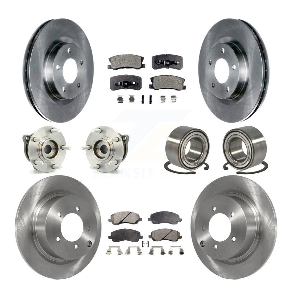 Front Rear Wheel Hub Bearings Assembly Disc Brake Rotors And Ceramic Pads Kit (10Pc) For Mitsubishi Outlander Sport KBB-107107