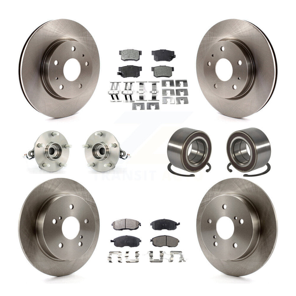 Front Rear Wheel Hub Bearings Assembly Disc Brake Rotors And Ceramic Pads Kit (10Pc) For 2007-2013 Suzuki SX4 AWD KBB-107110