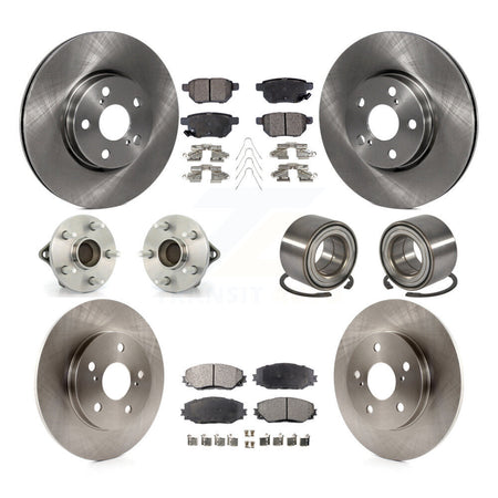 Front Rear Hub Bearings Disc Brake Rotors And Ceramic Pads Kit (10Pc) For Toyota Matrix KBB-107118