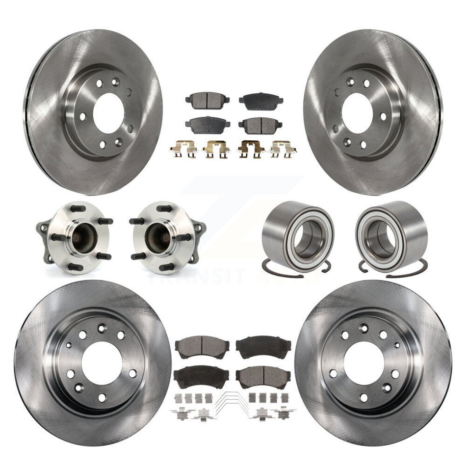 Front Rear Wheel Hub Bearings Assembly Disc Brake Rotors And Ceramic Pads Kit (10Pc) For 2009-2013 Mazda 6 3.7L KBB-107125