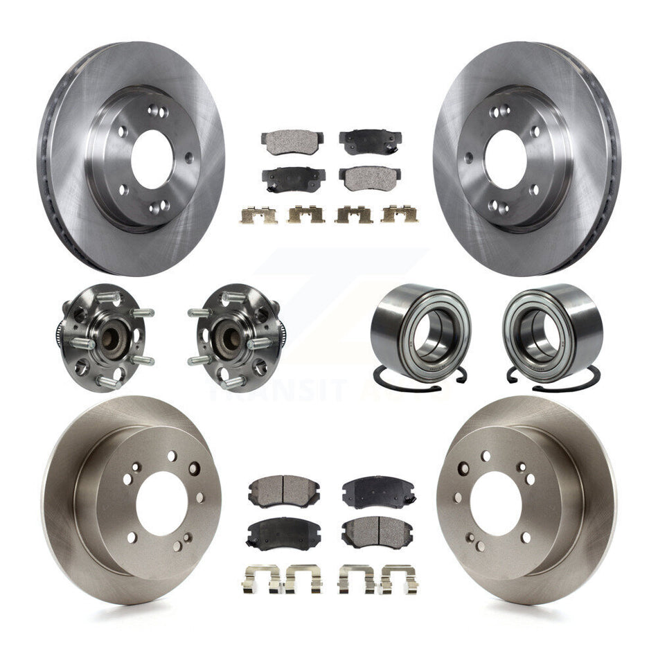 Front Rear Wheel Hub Bearings Assembly Disc Brake Rotors And Ceramic Pads Kit (10Pc) For Hyundai Elantra KBB-107128