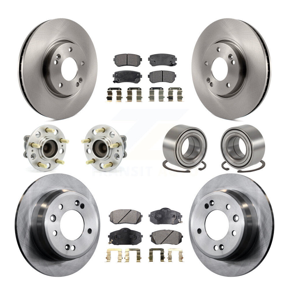 Front Rear Wheel Hub Bearings Assembly Disc Brake Rotors And Ceramic Pads Kit (10Pc) For Kia Sportage Hyundai Tucson FWD KBB-107157