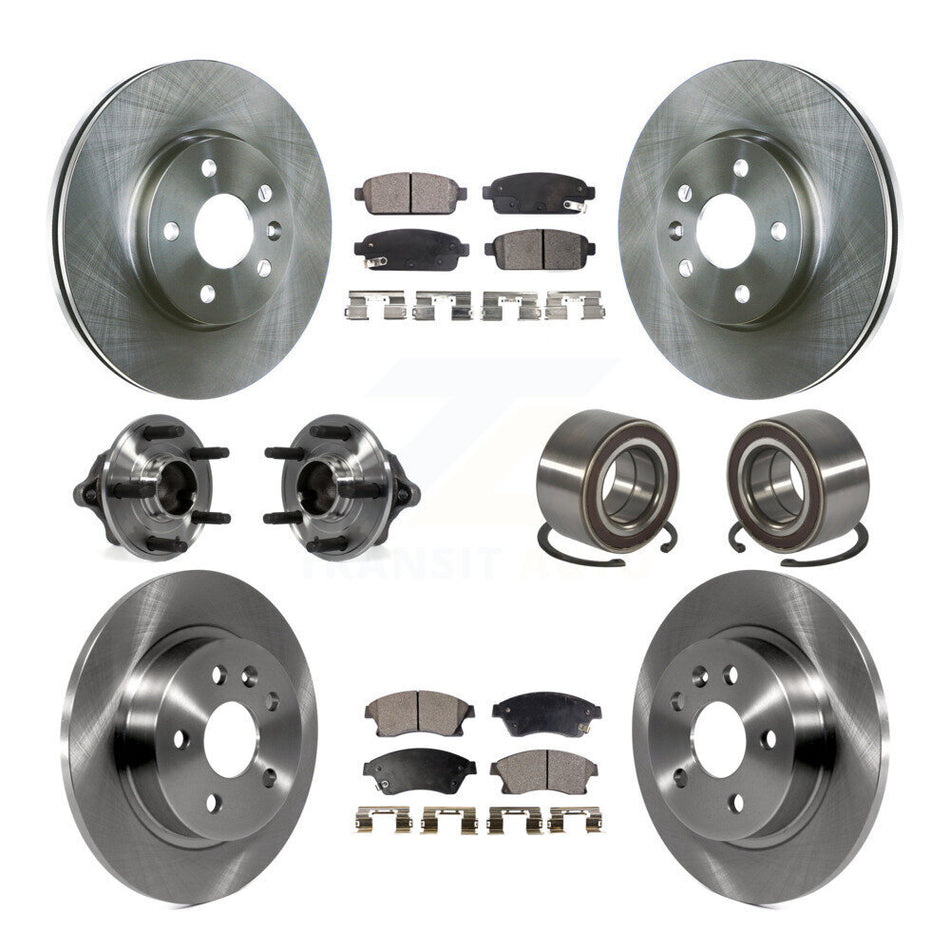 Front Rear Wheel Hub Bearings Assembly Disc Brake Rotors And Ceramic Pads Kit (10Pc) For Chevrolet Sonic KBB-107174