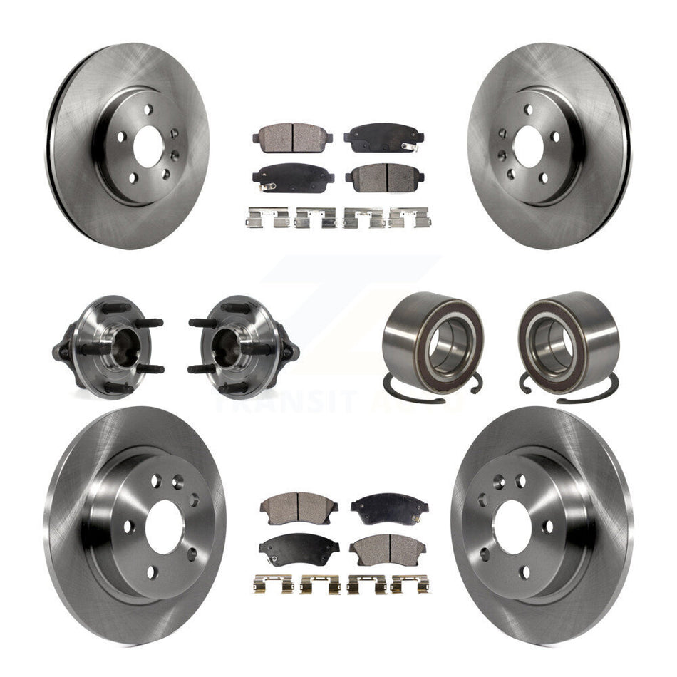 Front Rear Wheel Hub Bearings Assembly Disc Brake Rotors And Ceramic Pads Kit (10Pc) For Chevrolet Sonic Buick Encore Trax KBB-107175