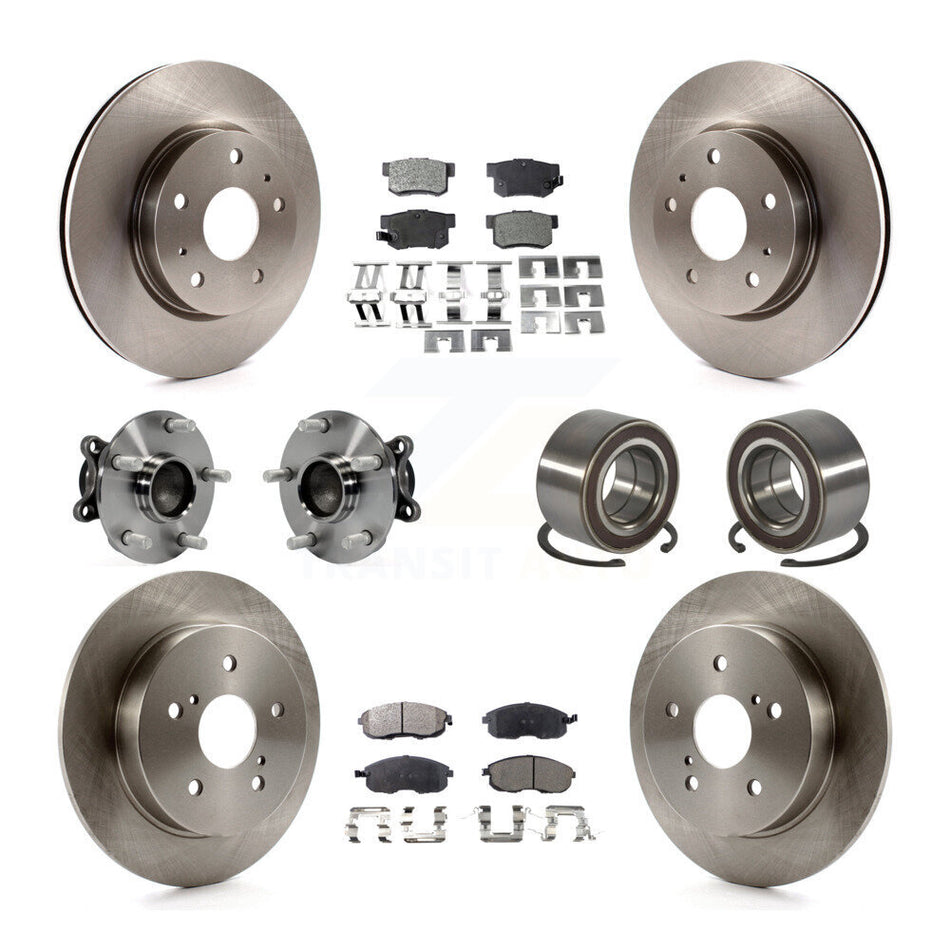 Front Rear Wheel Hub Bearings Assembly Disc Brake Rotors And Ceramic Pads Kit (10Pc) For 2008-2013 Suzuki SX4 FWD KBB-107195