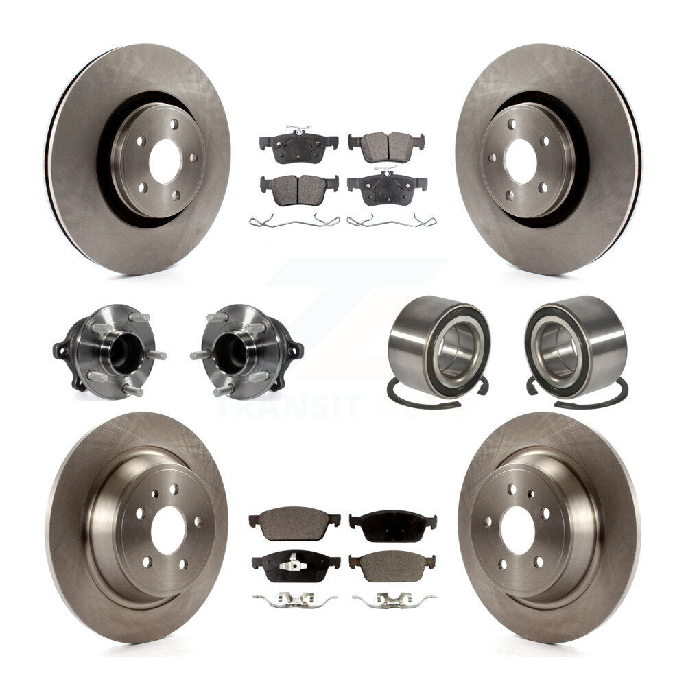 Front Rear Wheel Hub Bearing Disc Brake Rotor And Ceramic Pads Kit (10Pc) For Lincoln MKC KBB-107207