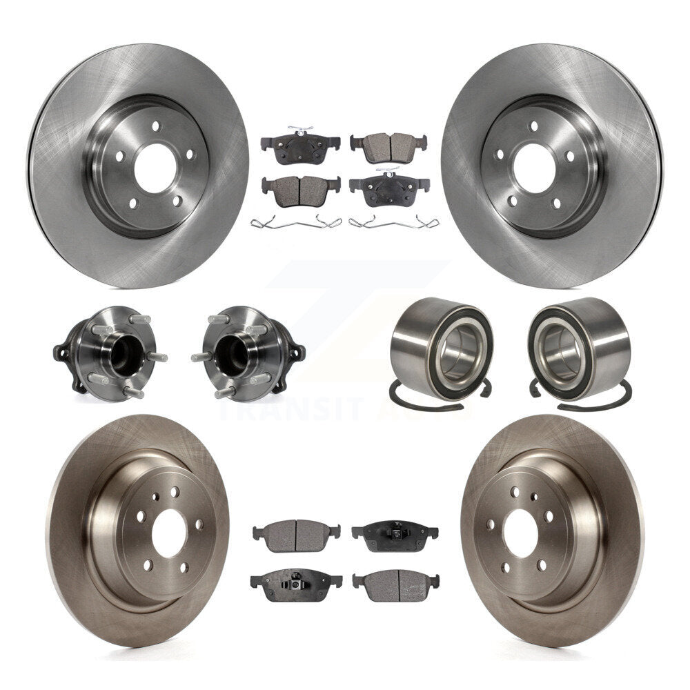 Front Rear Hub Bearings Disc Brake Rotors And Pads Kit (10Pc) For Ford Escape Lincoln MKC KBB-107209