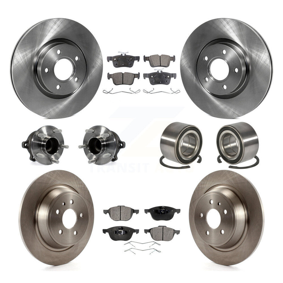 Front Rear Hub Bearing Brake Rotor Pads Kit (10Pc) For Ford Escape Without Parking Assist KBB-107211
