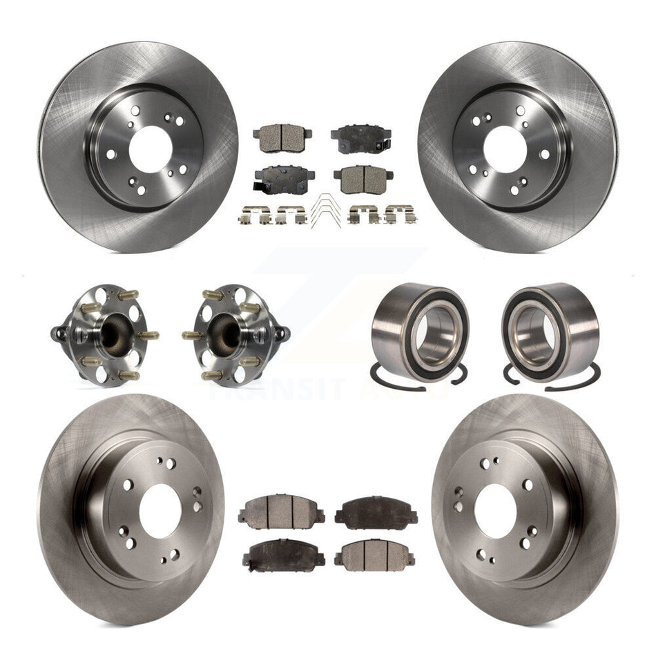 Front Rear Wheel Hub Bearings Assembly Disc Brake Rotors And Ceramic Pads Kit (10Pc) For Honda Accord KBB-107231