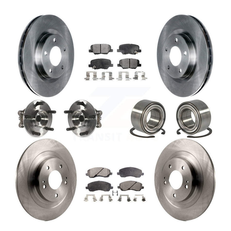 Front Rear Wheel Hub Bearings Assembly Disc Brake Rotors And Ceramic Pads Kit (10Pc) For Mitsubishi Outlander Sport RVR KBB-107238