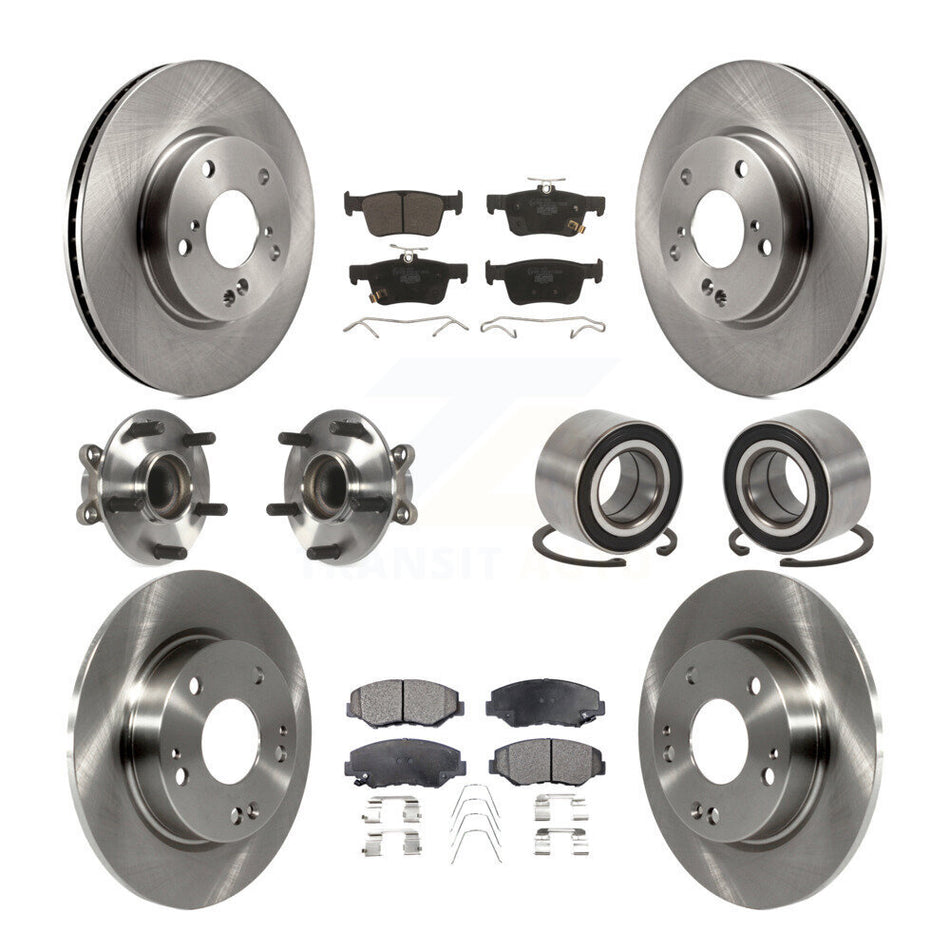 Front Rear Wheel Hub Bearings Assembly Disc Brake Rotors And Ceramic Pads Kit (10Pc) For Honda Civic KBB-107239