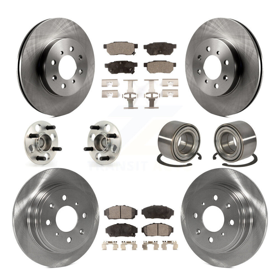 Front Rear Wheel Hub Bearings Assembly Disc Brake Rotors And Ceramic Pads Kit (10Pc) For 1994-1995 Honda Civic EX with Coupe Drum rear brakes Non-ABS KBB-107241