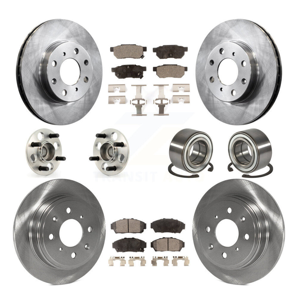 Front Rear Wheel Hub Bearings Assembly Disc Brake Rotors And Ceramic Pads Kit (10Pc) For 1994-1995 Honda Civic EX with Sedan Drum rear brakes Non-ABS KBB-107244