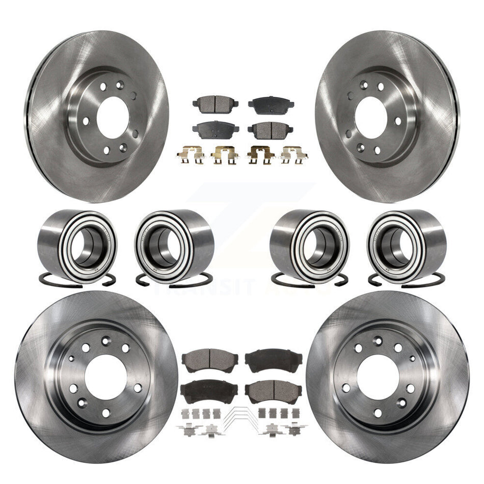 Front Rear Wheel Bearings Disc Brake Rotors And Ceramic Pads Kit (10Pc) For Ford Fusion Lincoln MKZ Mercury Milan KBB-107250
