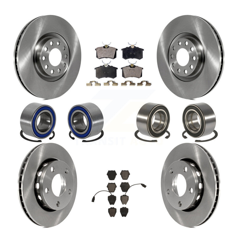 Front Rear Wheel Bearings Disc Brake Rotors And Ceramic Pads Kit (10Pc) For 2000-2001 Audi S4 KBB-107272