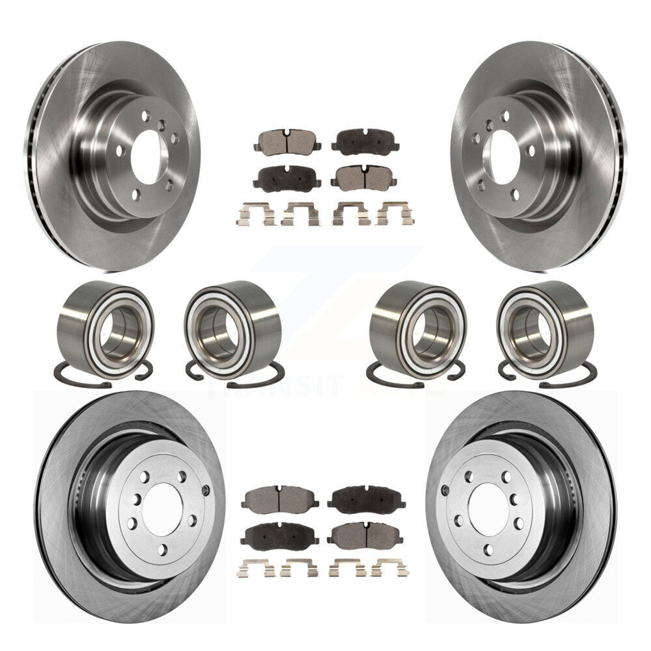 Front Rear Wheel Bearings Disc Brake Rotors And Ceramic Pads Kit (10Pc) For 2006-2009 Land Rover Range Naturally Aspirated KBB-107287