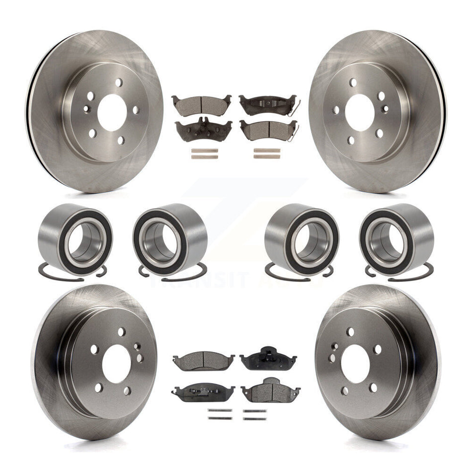 Front Rear Wheel Bearings Disc Brake Rotors And Ceramic Pads Kit (10Pc) For Mercedes-Benz ML320 ML350 ML430 KBB-107290