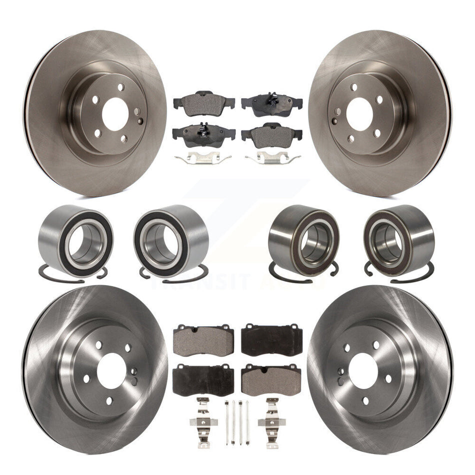 Front Rear Wheel Bearings Disc Brake Rotors And Ceramic Pads Kit (10Pc) For 2012 Mercedes-Benz S350 With Sport Package KBB-107291