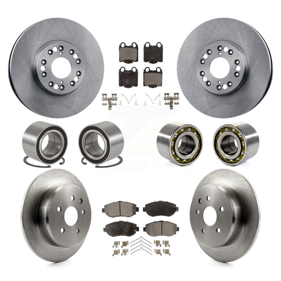 Front Rear Wheel Bearings Disc Brake Rotors And Ceramic Pads Kit (10Pc) For 2001-2005 Lexus IS300 KBB-107293