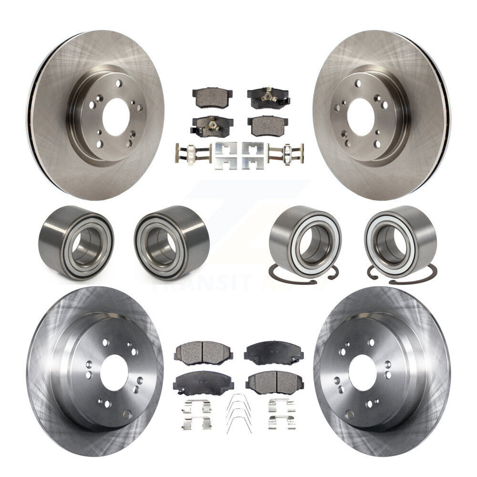 Front Rear Wheel Bearings Disc Brake Rotors And Ceramic Pads Kit (10Pc) For 2005-2006 Honda CR-V KBB-107295