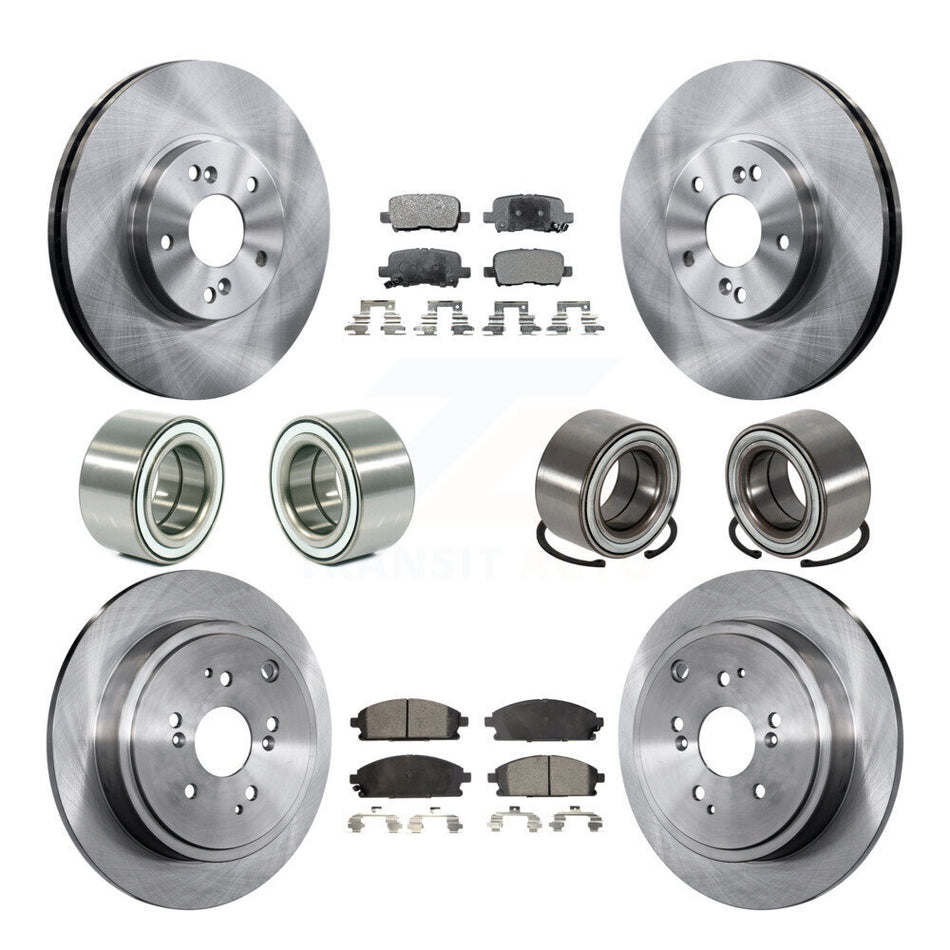 Front Rear Wheel Bearings Disc Brake Rotors And Ceramic Pads Kit (10Pc) For 2003-2006 Acura MDX KBB-107297