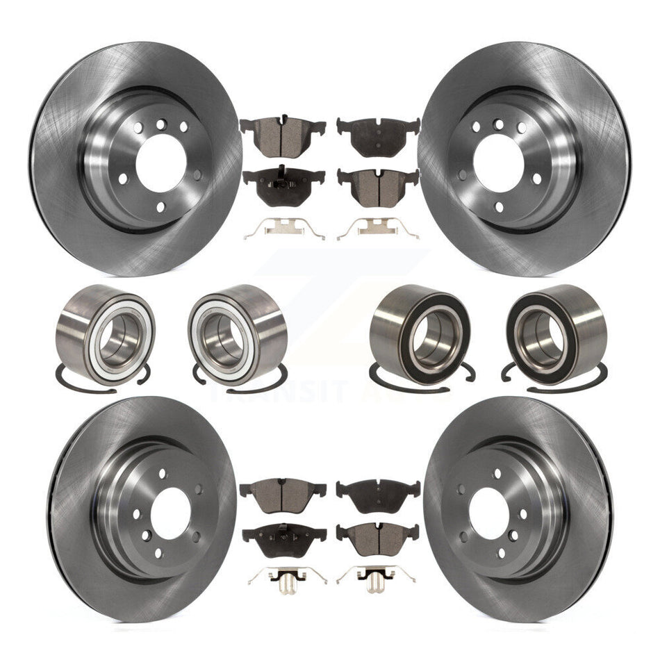 Front Rear Wheel Bearings Disc Brake Rotors And Ceramic Pads Kit (10Pc) For 2006 BMW 330xi KBB-107307