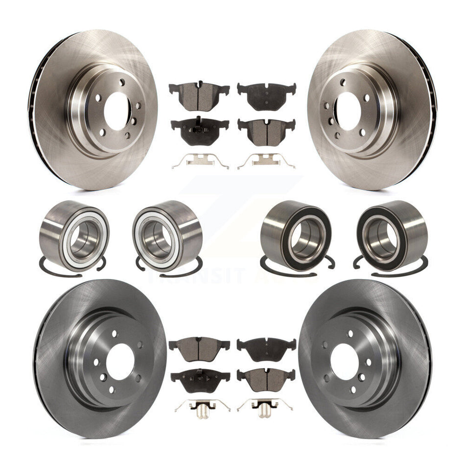 Front Rear Wheel Bearings Disc Brake Rotors And Ceramic Pads Kit (10Pc) For 2007 BMW 335xi KBB-107308