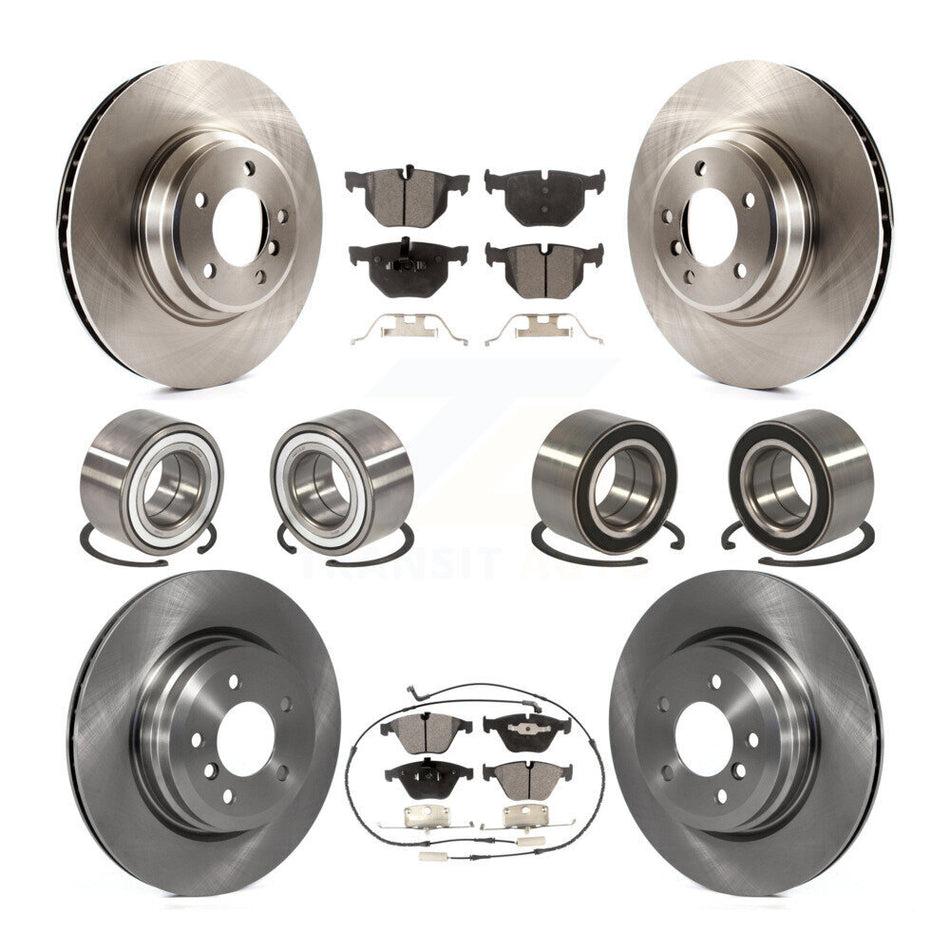 Front Rear Wheel Bearings Disc Brake Rotors And Ceramic Pads Kit (10Pc) For BMW 335i xDrive 335xi KBB-107309