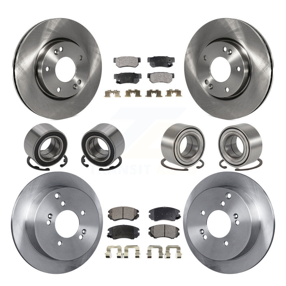 Front Rear Wheel Bearings Disc Brake Rotors And Ceramic Pads Kit (10Pc) For Kia Sportage Hyundai Tucson KBB-107312