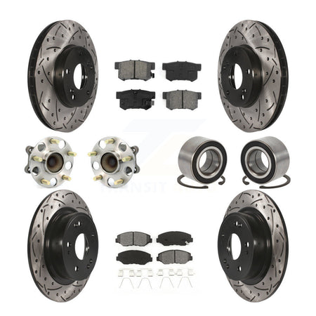 Front Rear Wheel Hub Bearing Coated Disc Brake Rotor And Pads Kit (10Pc) For Honda Accord KBB-107430