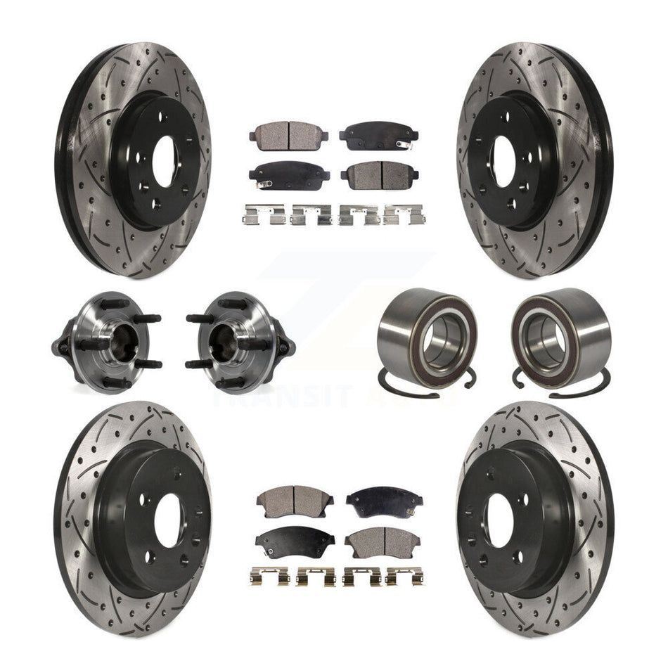 Front Rear Wheel Hub Bearings Assembly Coated Disc Brake Rotors And Ceramic Pads Kit (10Pc) For Chevrolet Sonic KBB-107556