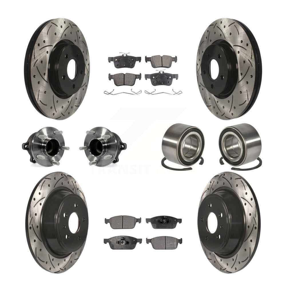 Front Rear Hub Bearing Coated Disc Brake Rotor Pad Kit (10Pc) For Ford Escape Lincoln MKC KBB-107582