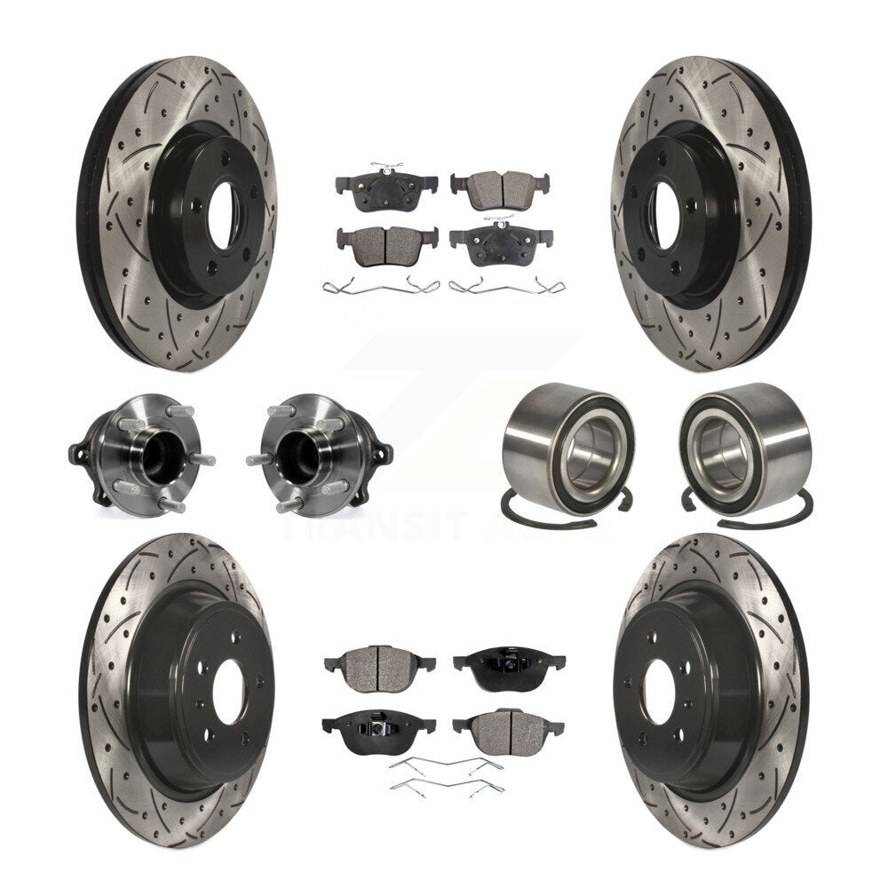Front Rear Hub Bearing Coat Brake Rotor Pad Kit (10Pc) For Ford Escape FWD with 2.5L/1.5L KBB-107584