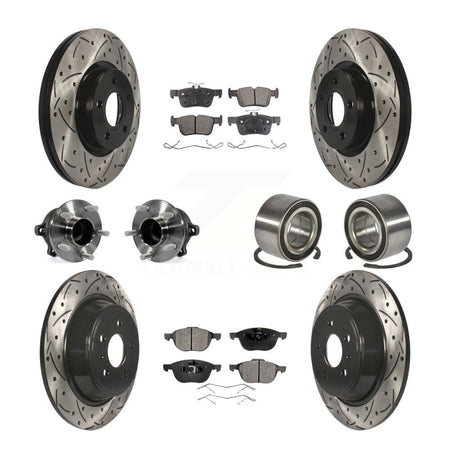 Front Rear Hub Bearing Coat Brake Rotor Pad Kit (10Pc) For Ford Escape FWD with 2.5L/1.5L KBB-107584