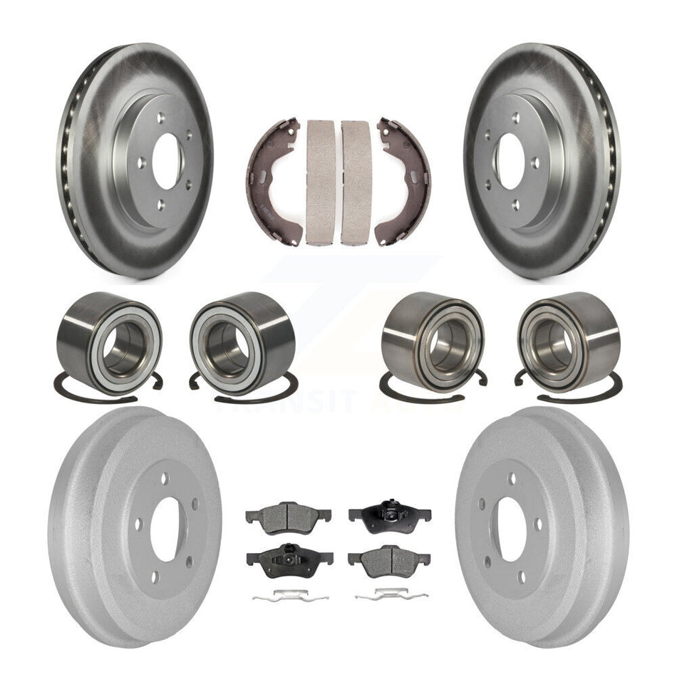 Front Rear Wheel Bearings Coated Disc Brake Rotors And Semi-Metallic Pads Shoes Kit (10Pc) For Ford Escape Mercury Mariner Mazda Tribute KBB-107616
