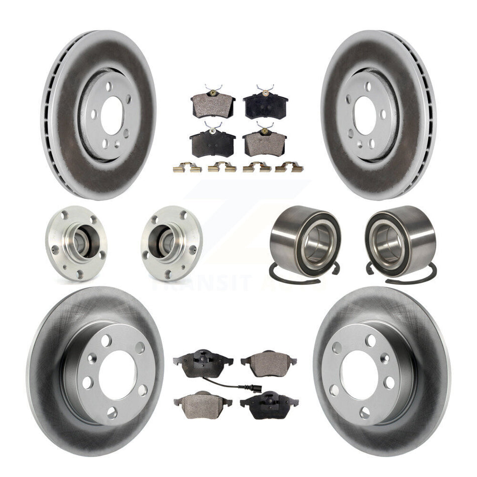 Front Rear Wheel Hub Bearings Assembly Coated Disc Brake Rotors And Semi-Metallic Pads Kit (10Pc) For Volkswagen Beetle Golf Jetta KBB-107620