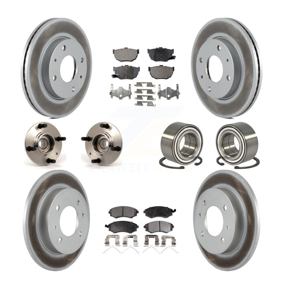 Front Rear Wheel Hub Bearings Assembly Coated Disc Brake Rotors And Semi-Metallic Pads Kit (10Pc) For Hyundai Elantra KBB-107657