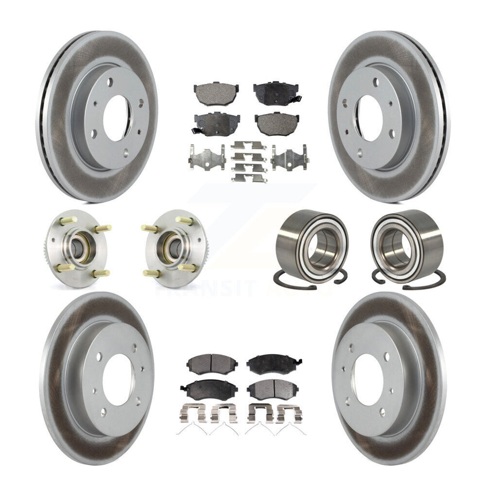 Front Rear Wheel Hub Bearings Assembly Coated Disc Brake Rotors And Semi-Metallic Pads Kit (10Pc) For Hyundai Elantra KBB-107660