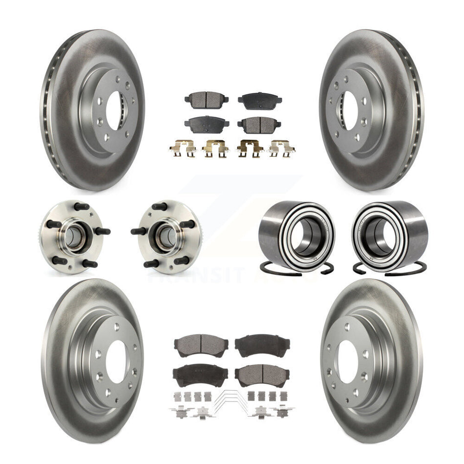 Front Rear Wheel Hub Bearings Assembly Coated Disc Brake Rotors And Semi-Metallic Pads Kit (10Pc) For Ford Fusion Lincoln MKZ Mercury Milan Mazda 6 Zephyr KBB-107684