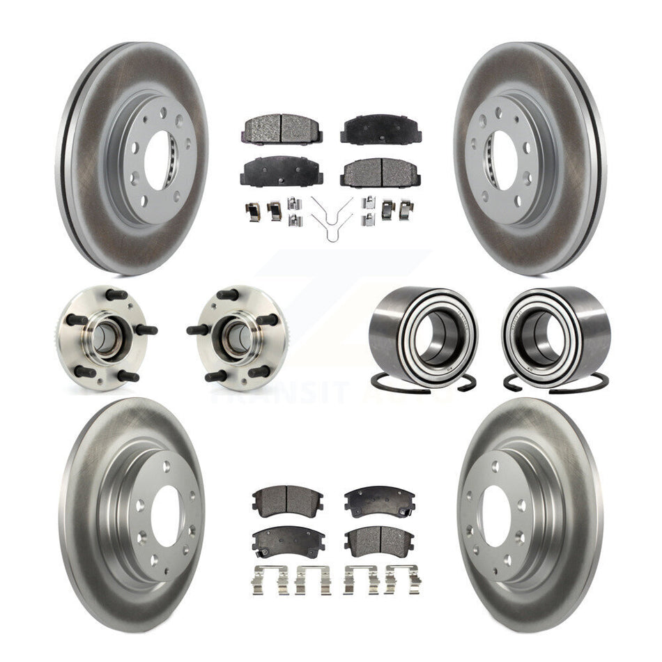 Front Rear Wheel Hub Bearings Assembly Coated Disc Brake Rotors And Semi-Metallic Pads Kit (10Pc) For Mazda 6 KBB-107685