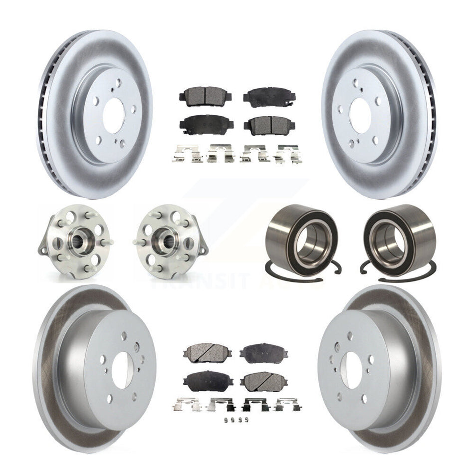 Front Rear Wheel Hub Bearings Assembly Coated Disc Brake Rotors And Semi-Metallic Pads Kit (10Pc) For 2004-2010 Toyota Sienna AWD KBB-107689