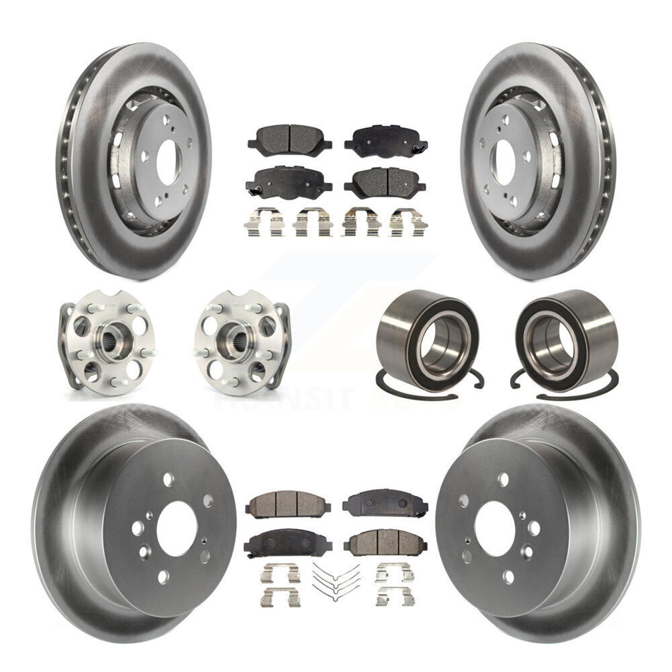 Front Rear Wheel Hub Bearings Assembly Coated Disc Brake Rotors And Semi-Metallic Pads Kit (10Pc) For 2009-2016 Toyota Venza AWD KBB-107692