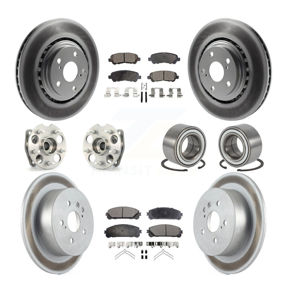Front Rear Wheel Hub Bearings Assembly Coated Disc Brake Rotors And Semi-Metallic Pads Kit (10Pc) For 2008-2013 Toyota Highlander AWD KBB-107693