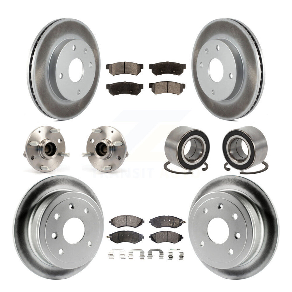 Front Rear Wheel Hub Bearings Assembly Coated Disc Brake Rotors And Semi-Metallic Pads Kit (10Pc) For Suzuki Reno Chevrolet Optra Non-ABS KBB-107707