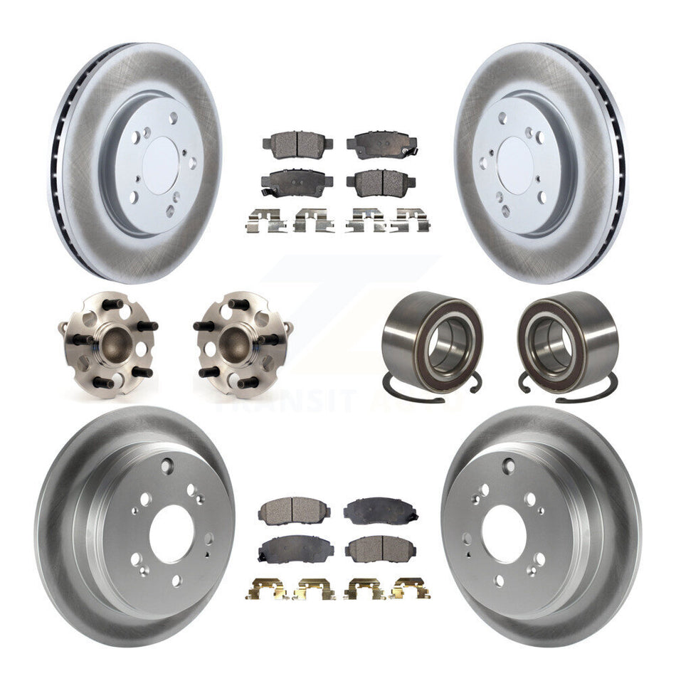 Front Rear Wheel Hub Bearings Assembly Coated Disc Brake Rotors And Semi-Metallic Pads Kit (10Pc) For 2005-2010 Honda Odyssey KBB-107709