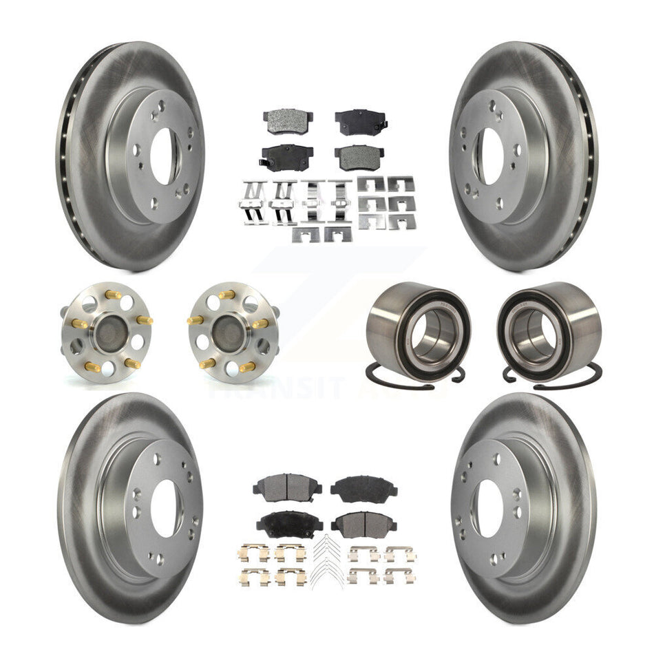 Front Rear Wheel Hub Bearings Assembly Coated Disc Brake Rotors And Semi-Metallic Pads Kit (10Pc) For Honda Civic KBB-107710
