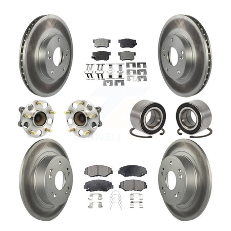 Front Rear Wheel Hub Bearing Coated Disc Brake Rotor And Pads Kit (10Pc) For Honda Accord KBB-107716