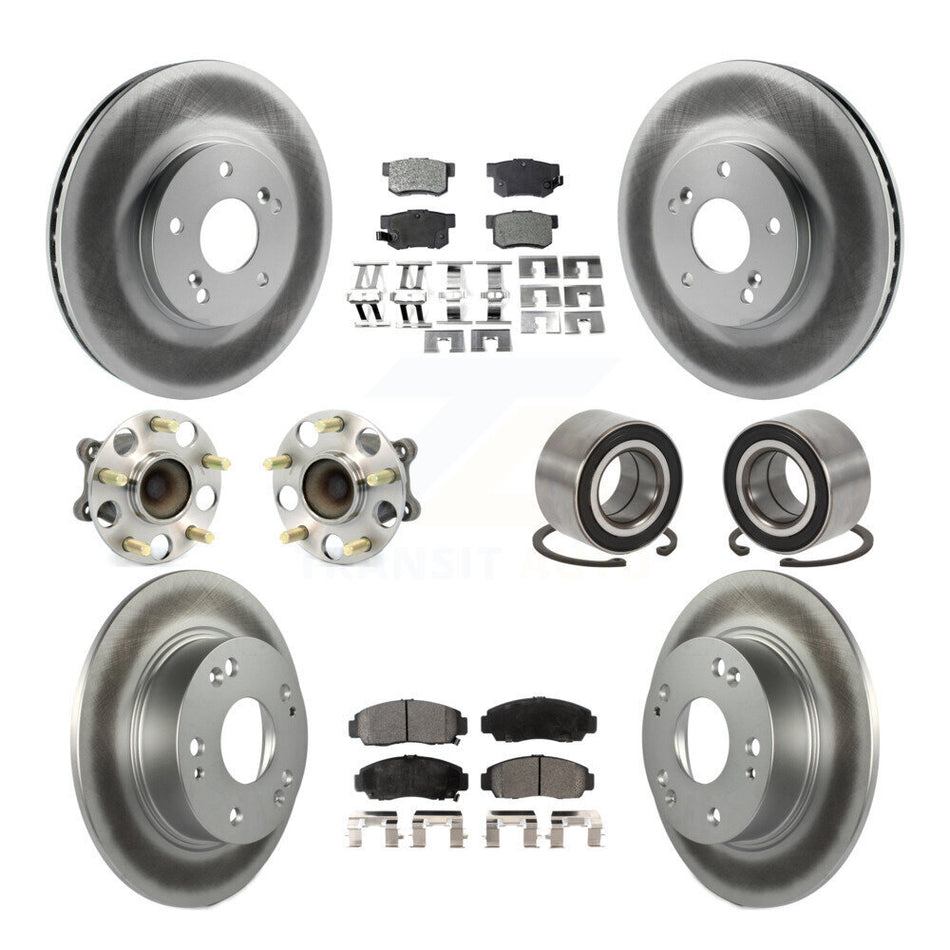 Front Rear Wheel Hub Bearings Assembly Coated Disc Brake Rotors And Semi-Metallic Pads Kit (10Pc) For 2004-2008 Acura TSX KBB-107717
